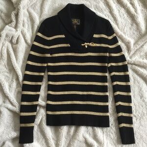 Lauren, Ralph Lauren, Black, Gold metallic stripe sweater